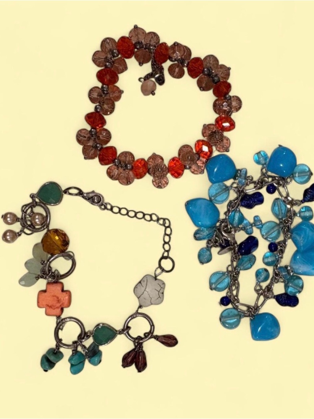 & Other Stories Trio Bracelet Set - Turquoise, Coral & Amber